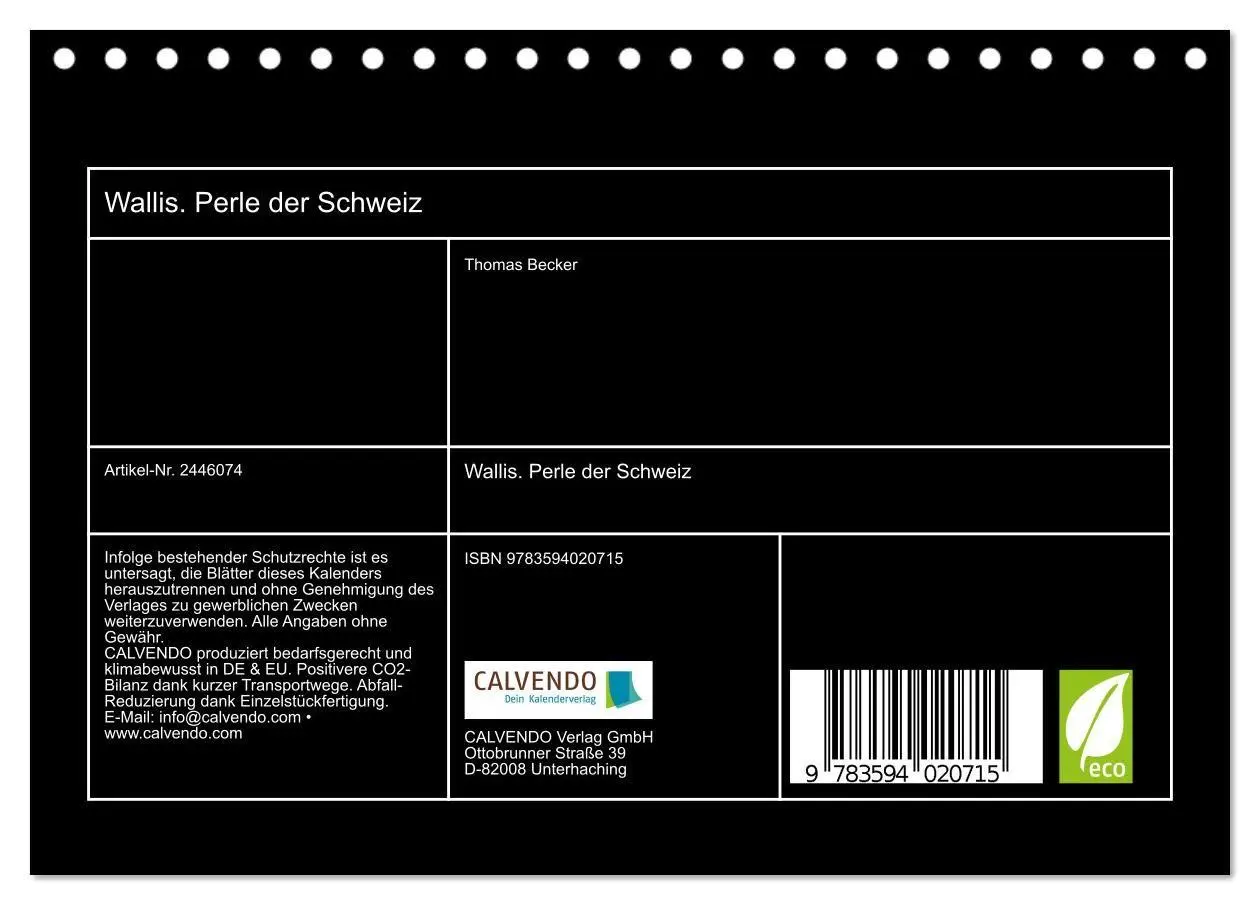 Bild: 9783594020715 | Wallis. Perle der Schweiz (Tischkalender 2027 DIN A5 quer),...