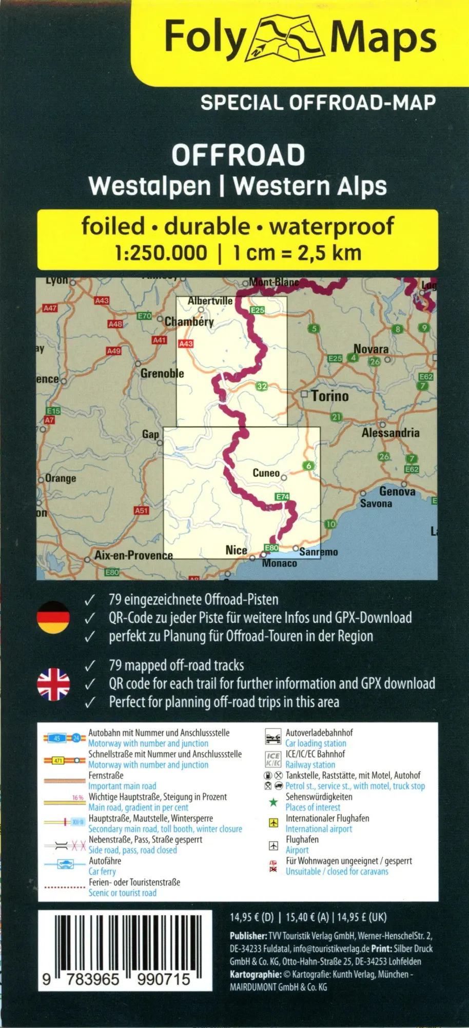 Bild: 9783965990715 | FolyMaps OFFROAD Westalpen 1:250 000 | GmbH | (Land-)Karte | Deutsch