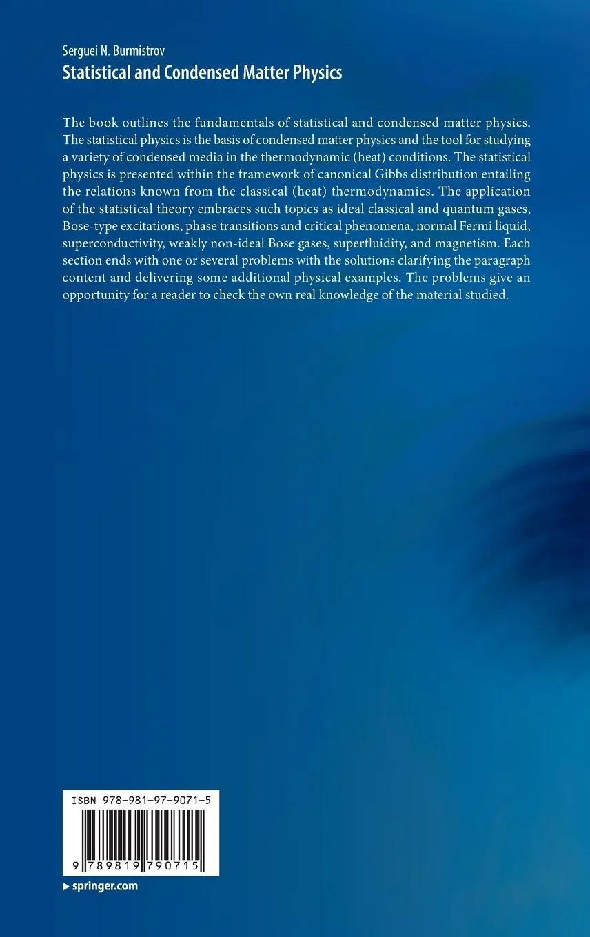 Rückseite: 9789819790715 | Statistical and Condensed Matter Physics | Serguei N. Burmistrov | xx