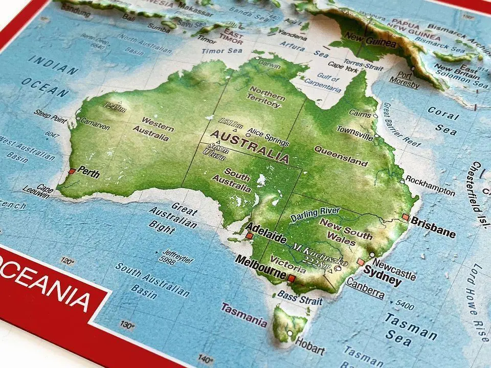 Bild: 4251405900815 | Reliefpostkarte Australien | André Markgraf (u. a.) | (Land-)Karte