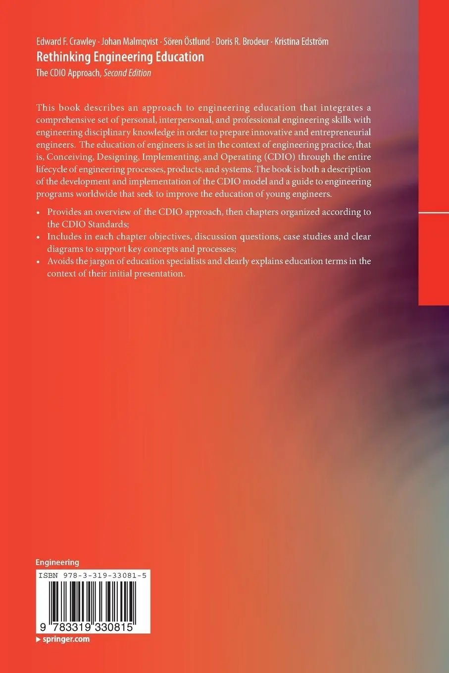 Rückseite: 9783319330815 | Rethinking Engineering Education | The CDIO Approach | Crawley (u. a.)