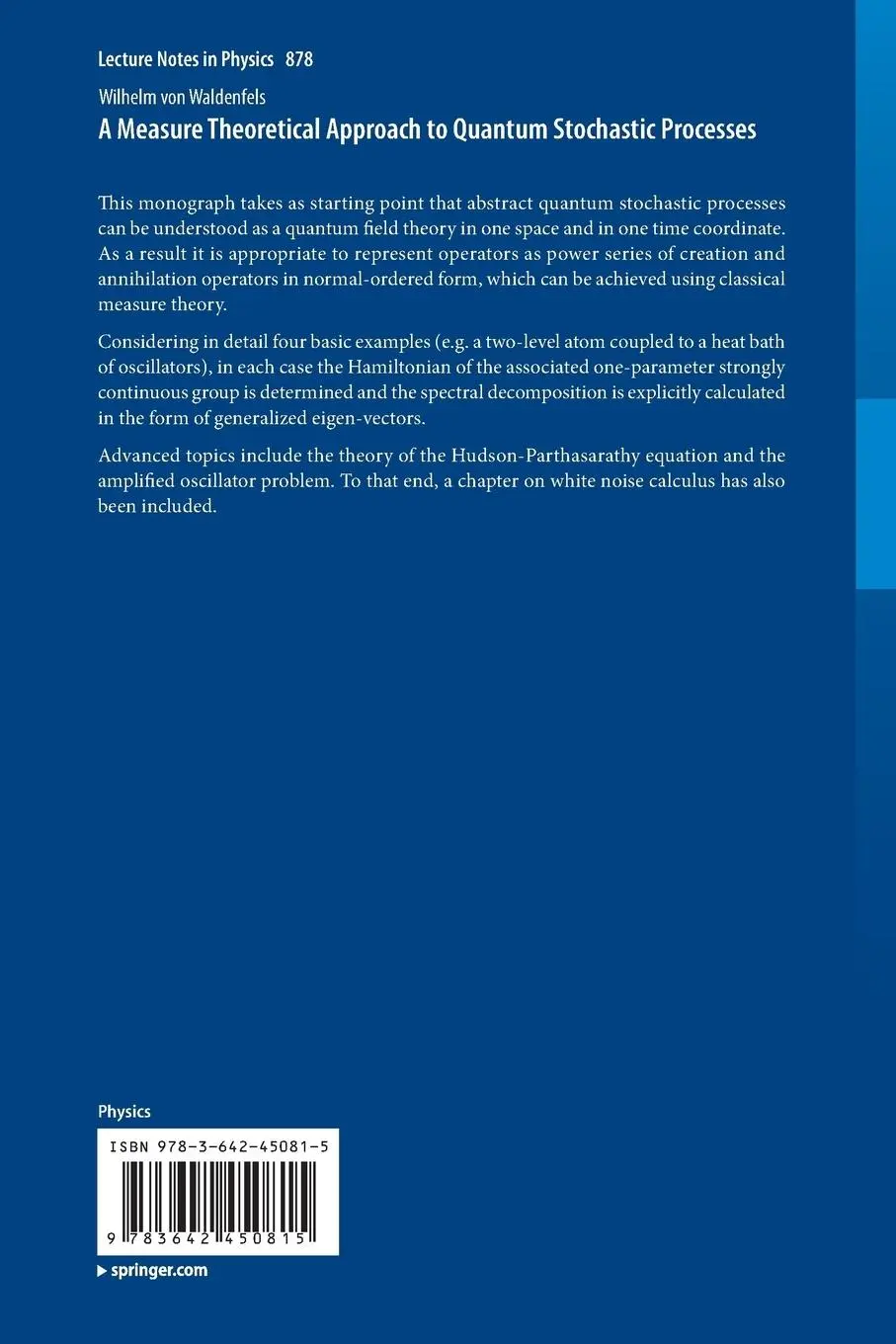 Rückseite: 9783642450815 | A Measure Theoretical Approach to Quantum Stochastic Processes | Buch