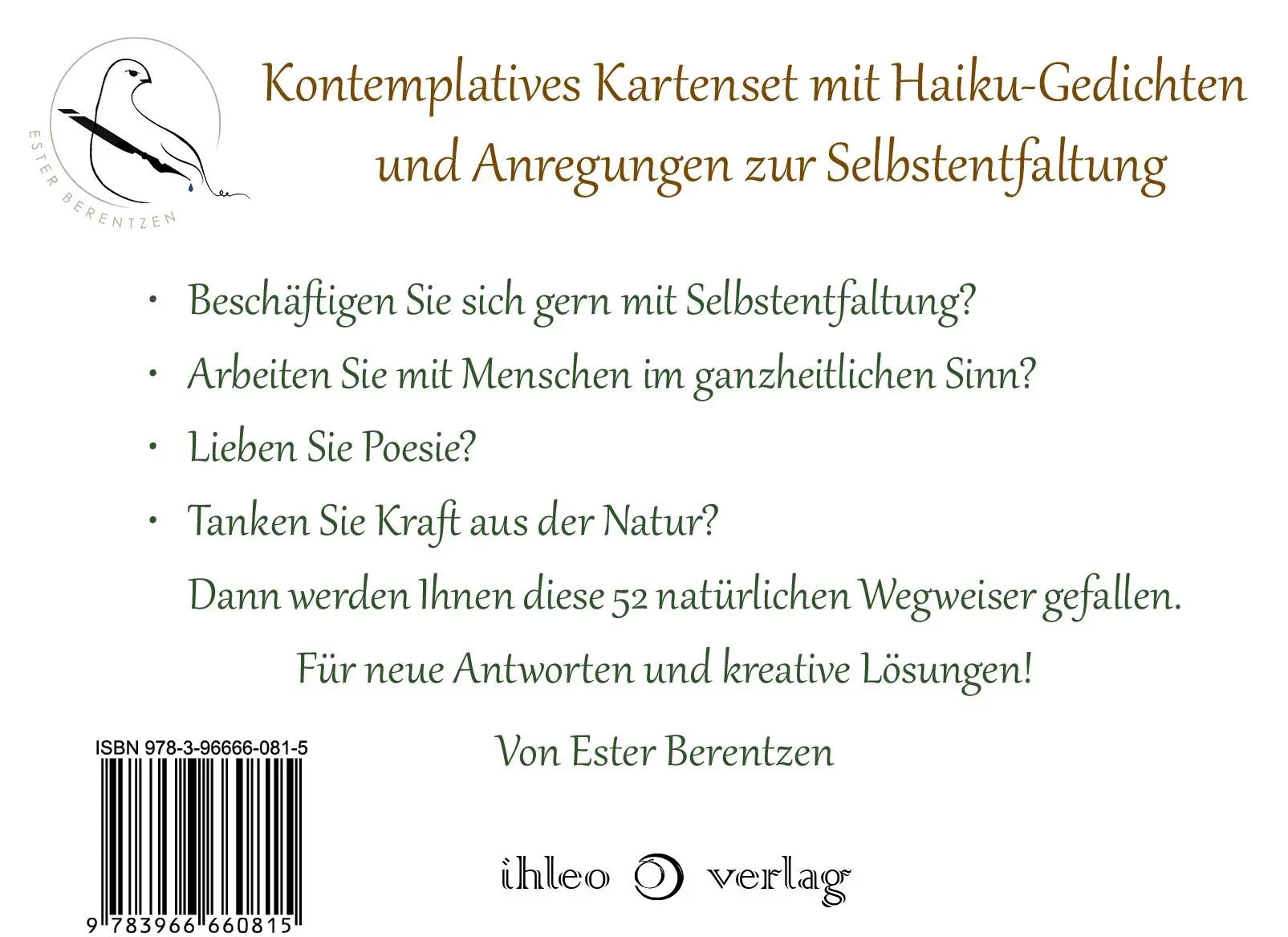 Rückseite: 9783966660815 | 52 natürliche Wegweiser | Kartenset in Steckmappe | Ester Berentzen