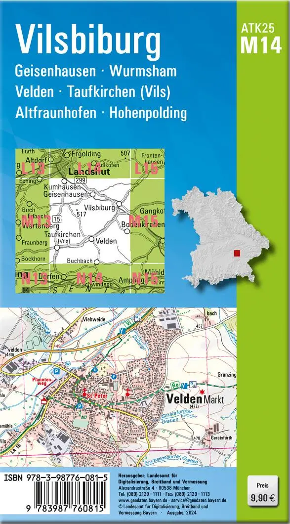 Rückseite: 9783987760815 | ATK25-M14 Vilsbiburg (Amtliche Topographische Karte 1:25000) | Deutsch