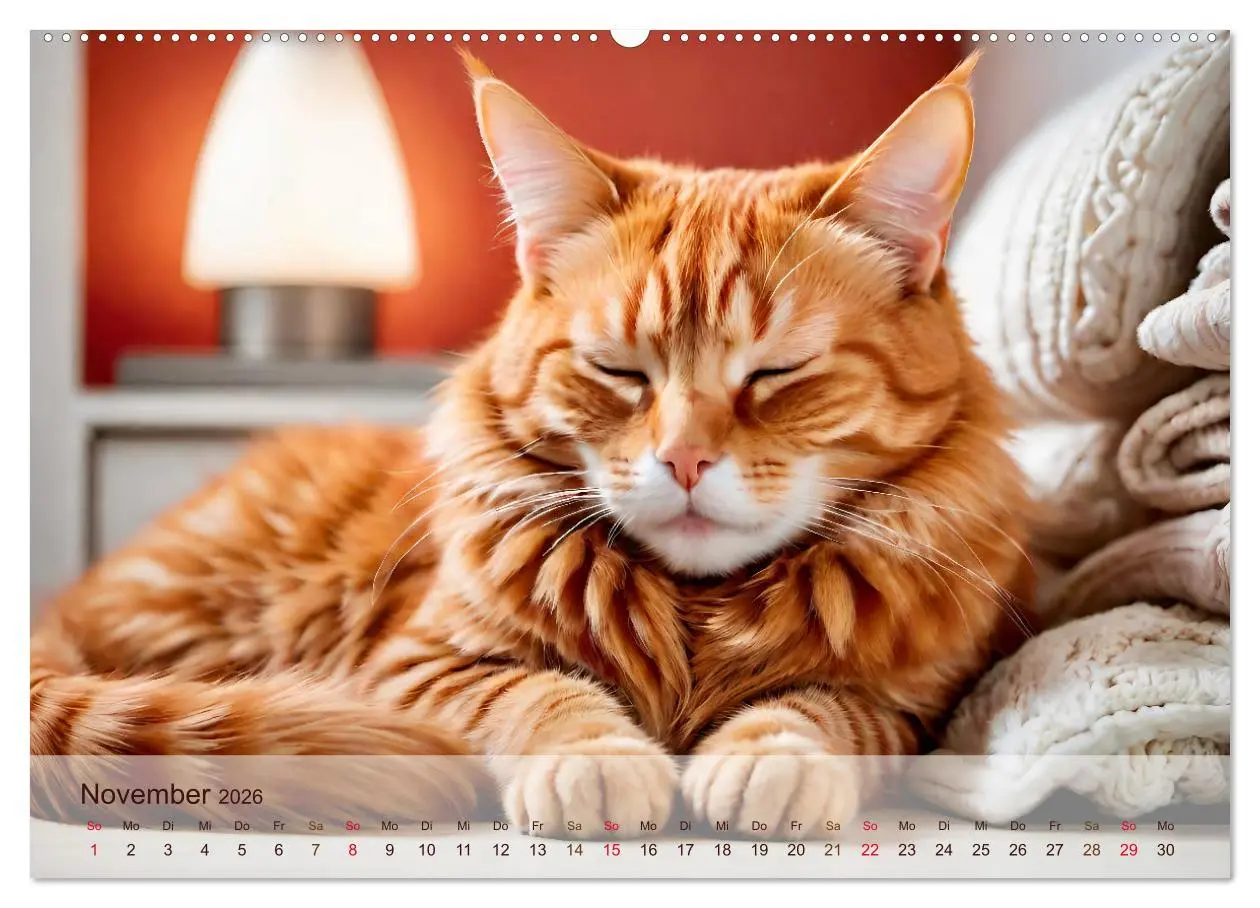 Bild: 9783457860915 | Rote Katzen (Wandkalender 2026 DIN A2 quer), CALVENDO Monatskalender