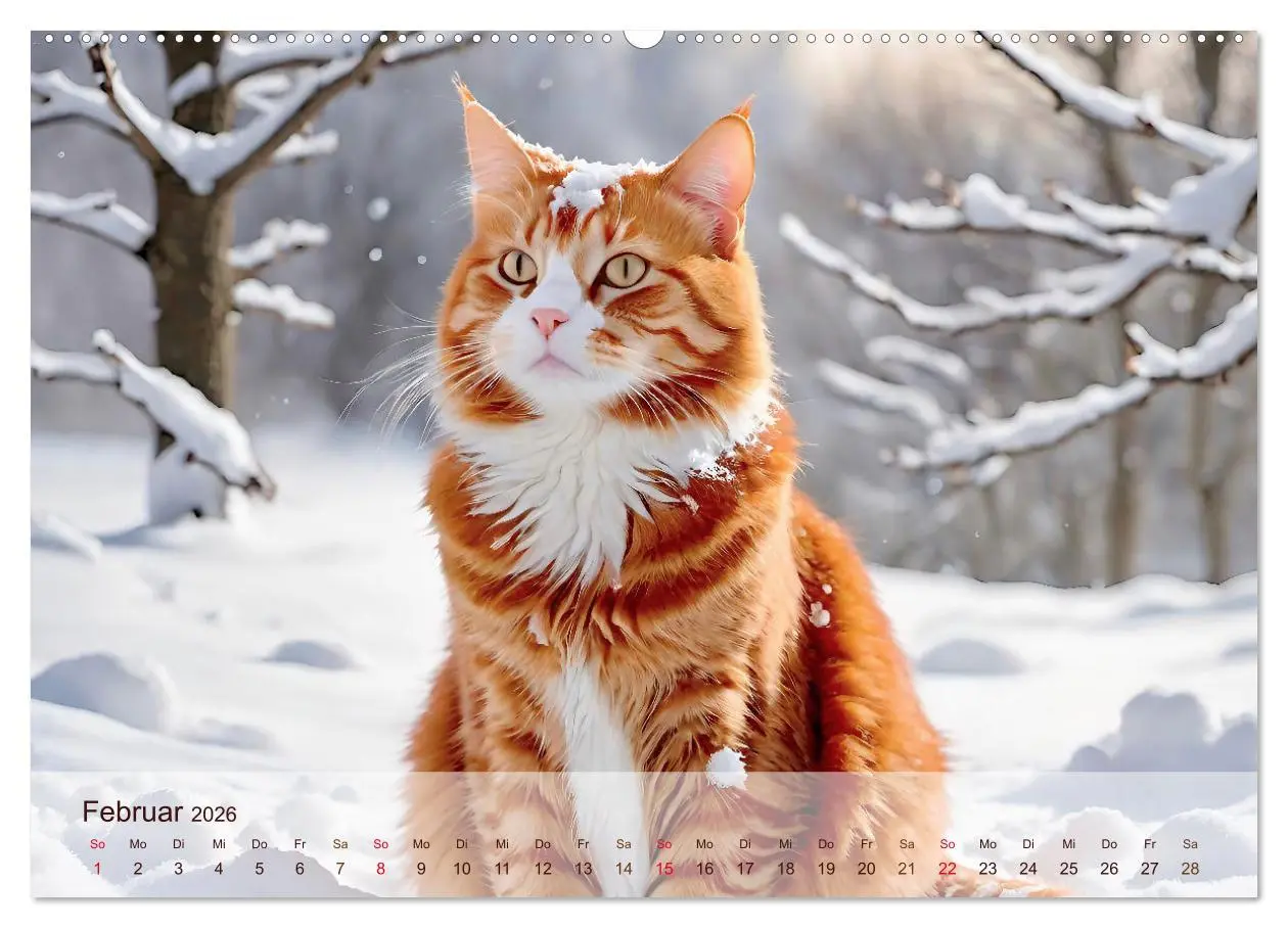 Bild: 9783457860915 | Rote Katzen (Wandkalender 2026 DIN A2 quer), CALVENDO Monatskalender