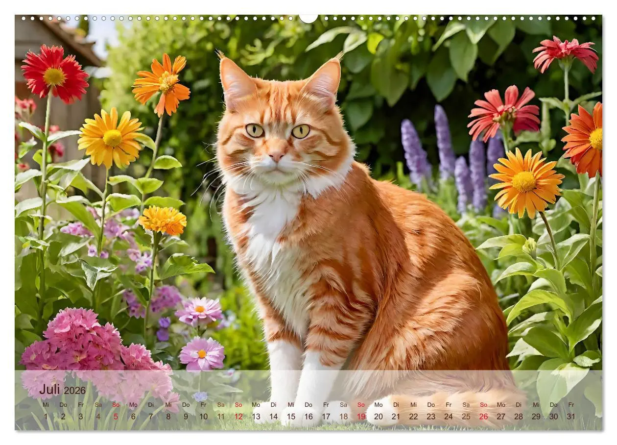Bild: 9783457860915 | Rote Katzen (Wandkalender 2026 DIN A2 quer), CALVENDO Monatskalender