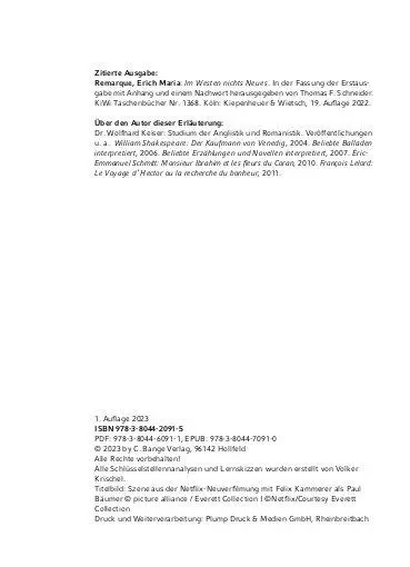 Bild: 9783804420915 | Im Westen nichts Neues von Erich Maria Remarque - Textanalyse und...