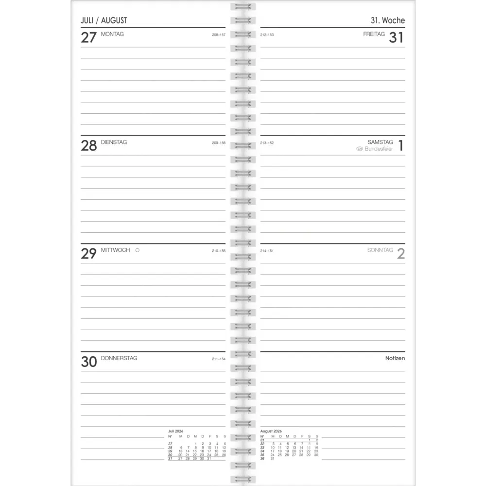 Bild: 4069095001015 | Zettler Vormerkbuch 1W/2S 2026 - Wochenkalender 11 × 30 cm, 112...