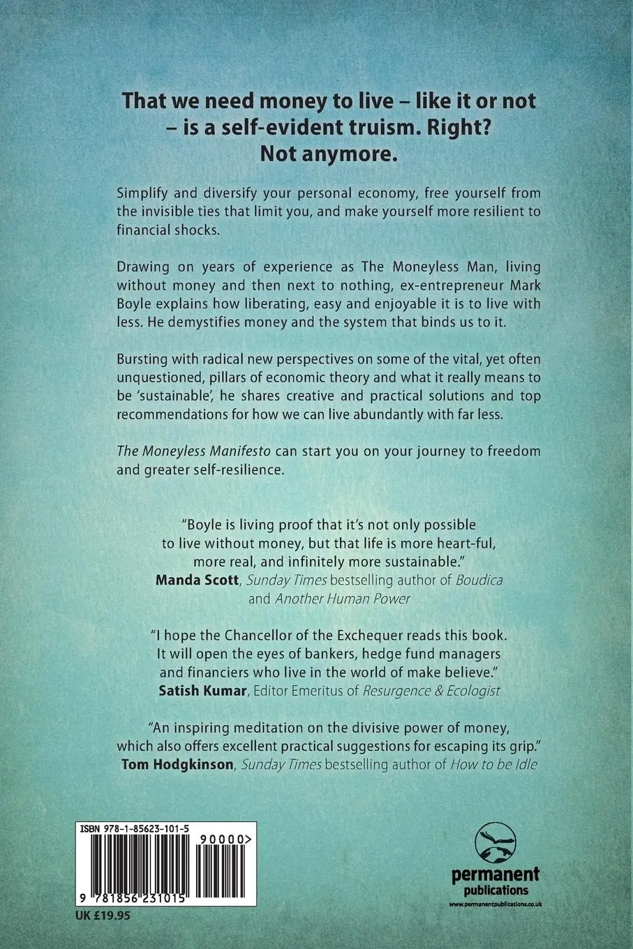 Rückseite: 9781856231015 | The Moneyless Manifesto | Live Well. Live Rich. Live Free. | Boyle