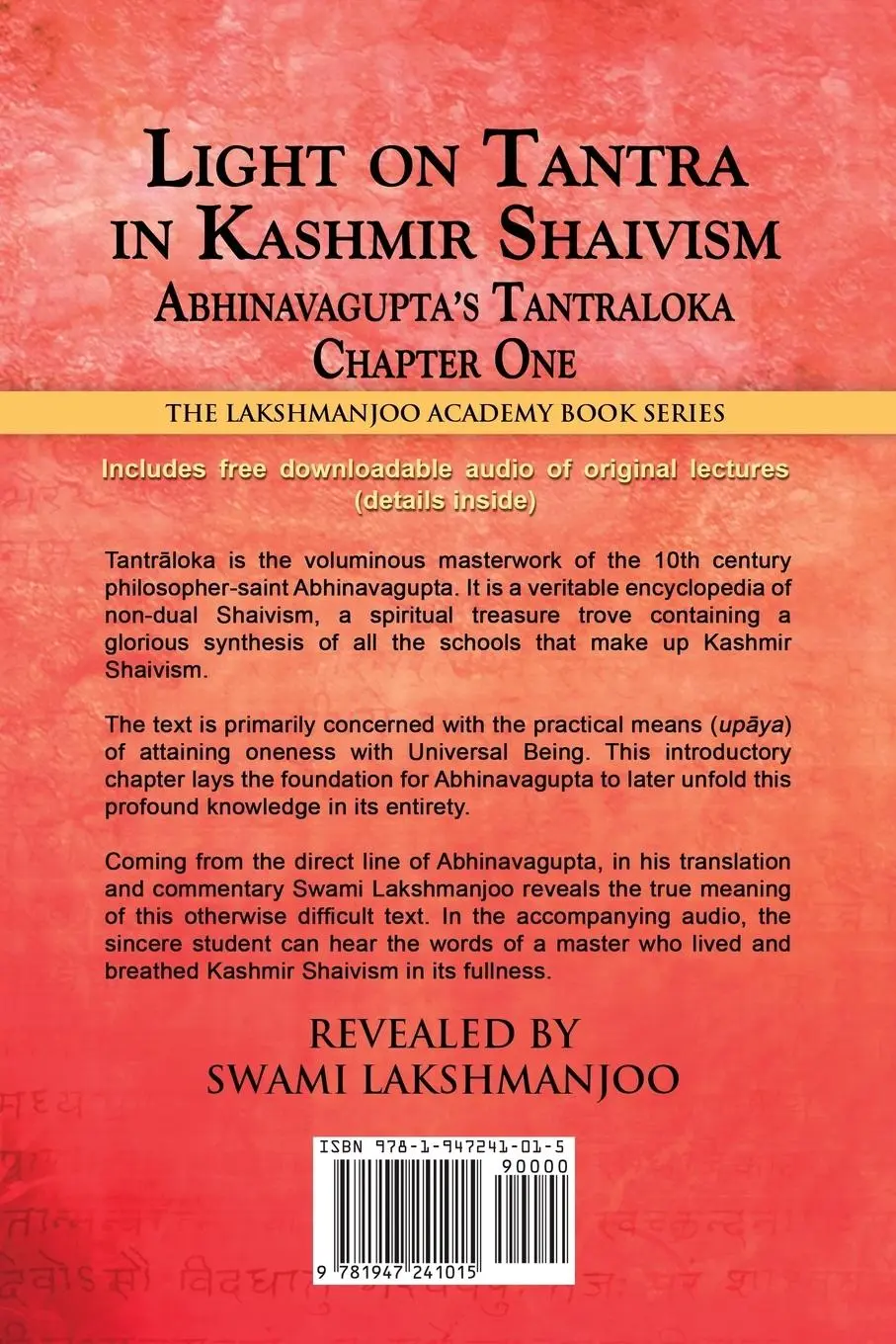 Rückseite: 9781947241015 | Light on Tantra in Kashmir Shaivism | Swami Lakshmanjoo | Taschenbuch