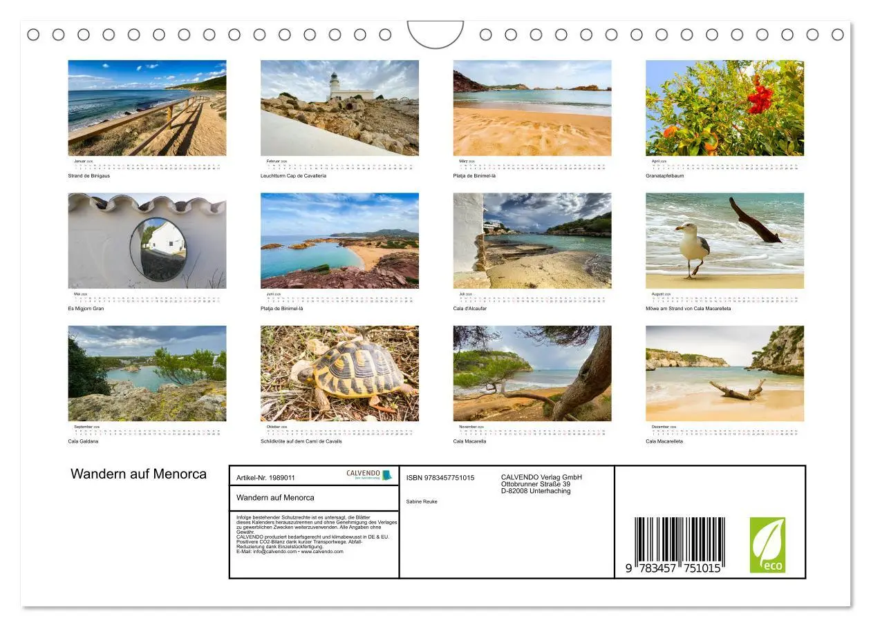 Bild: 9783457751015 | Wandern auf Menorca (Wandkalender 2026 DIN A4 quer), CALVENDO...
