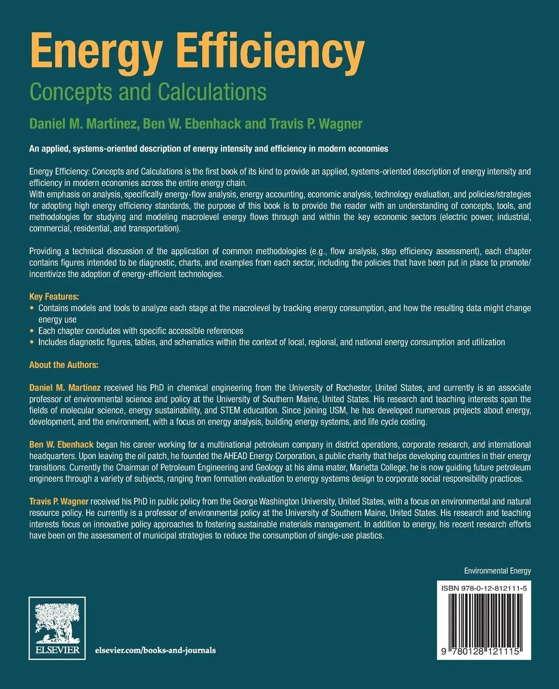 Rückseite: 9780128121115 | Energy Efficiency | Concepts and Calculations | Martinez (u. a.)