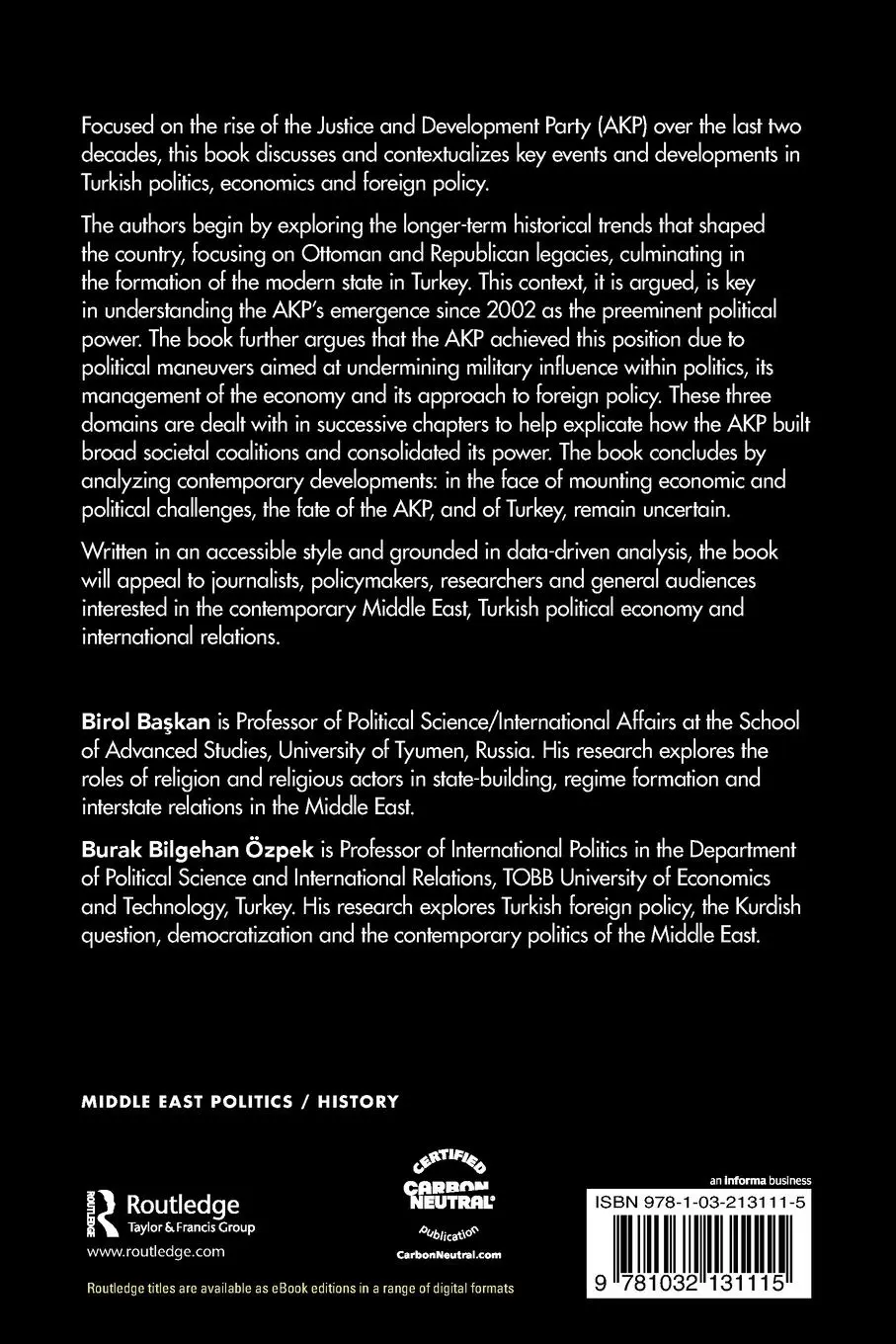 Rückseite: 9781032131115 | Turkey | The Second Republic | Birol Ba¿kan (u. a.) | Taschenbuch