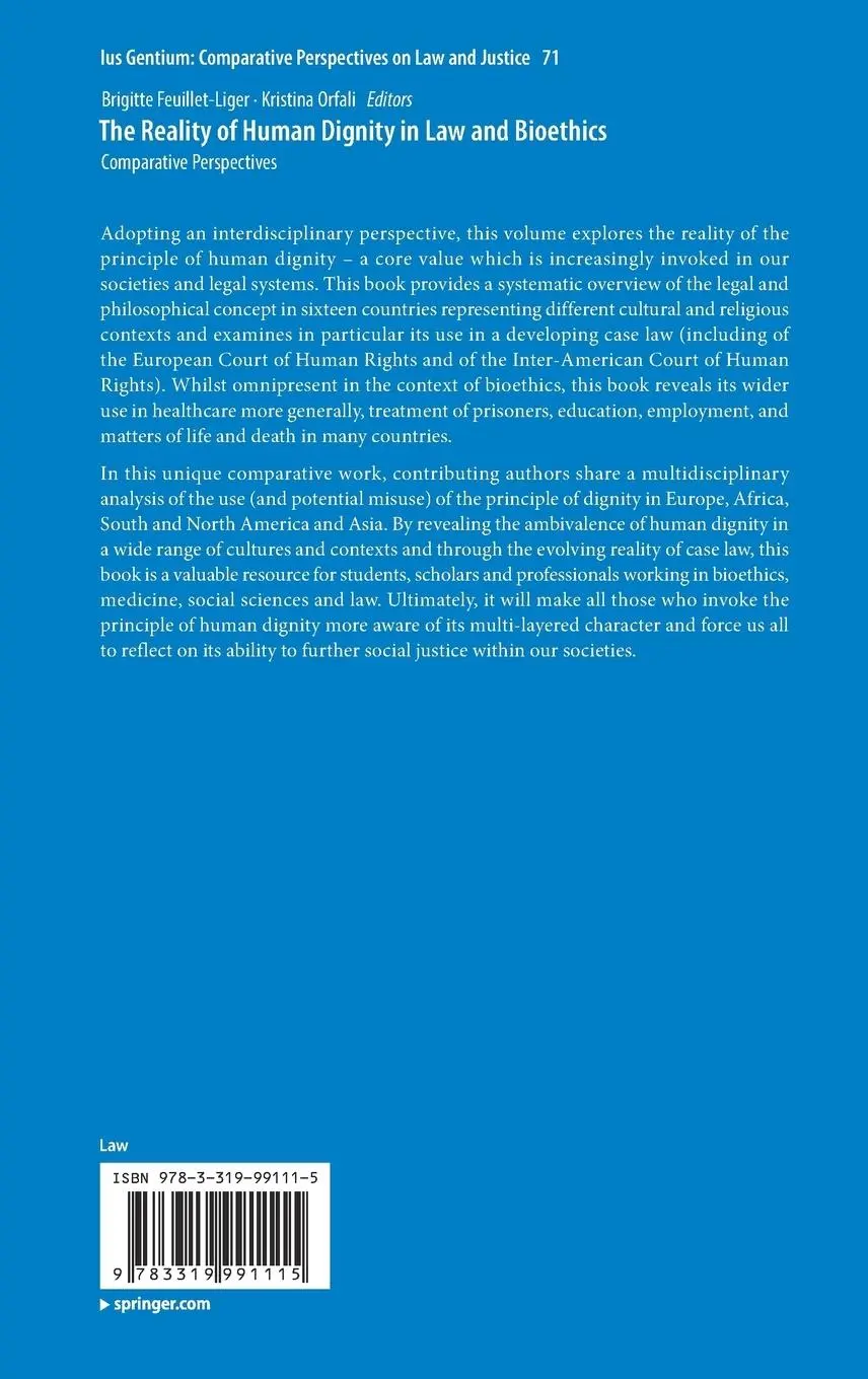 Rückseite: 9783319991115 | The Reality of Human Dignity in Law and Bioethics | Orfali (u. a.)