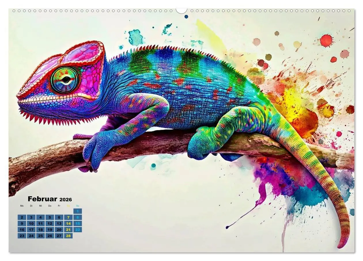 Bild: 9783516691115 | Chamäleon Artwork (Wandkalender 2026 DIN A2 quer), CALVENDO...