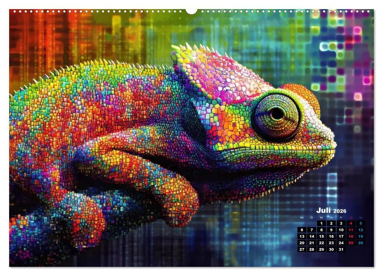 Bild: 9783516691115 | Chamäleon Artwork (Wandkalender 2026 DIN A2 quer), CALVENDO...