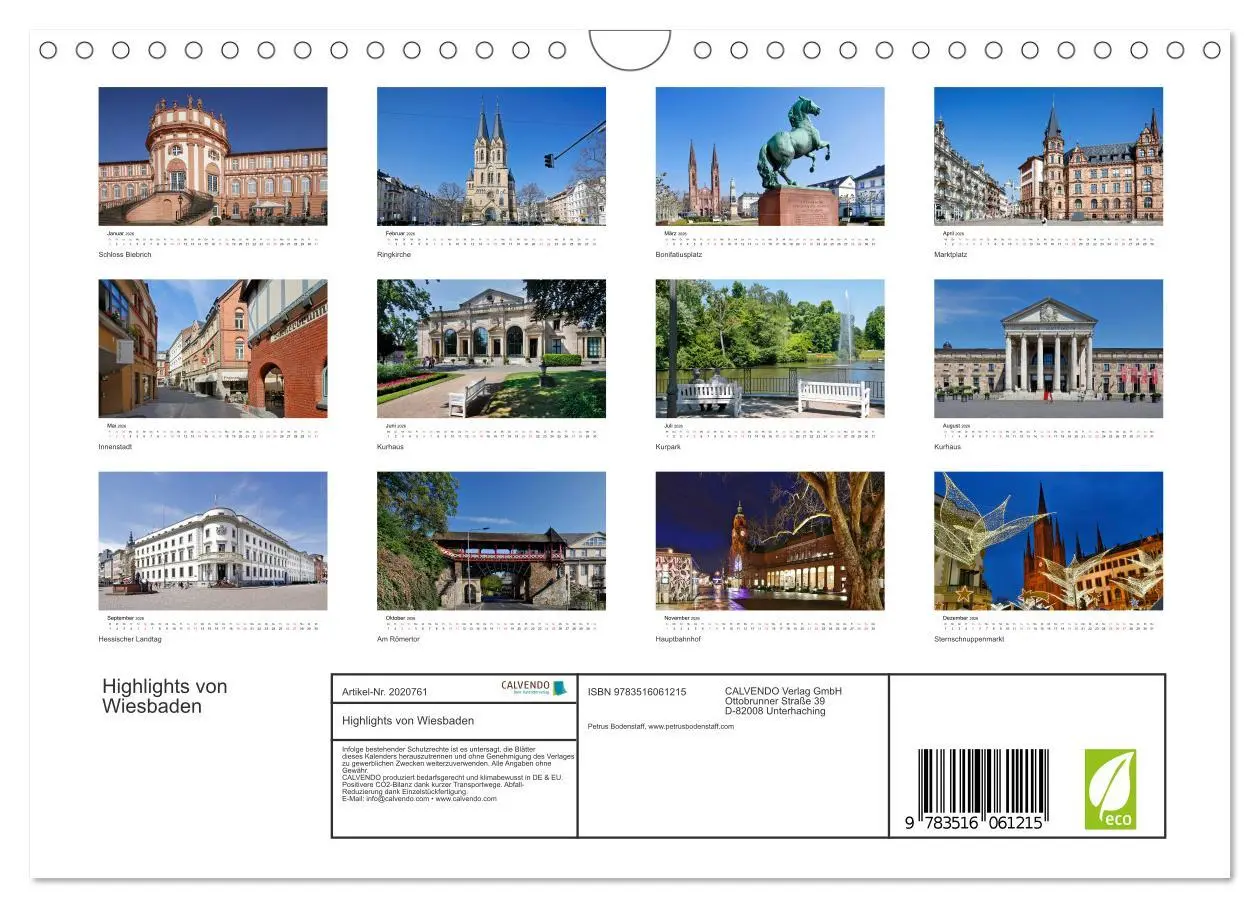 Bild: 9783516061215 | Highlights von Wiesbaden (Wandkalender 2026 DIN A4 quer), CALVENDO...