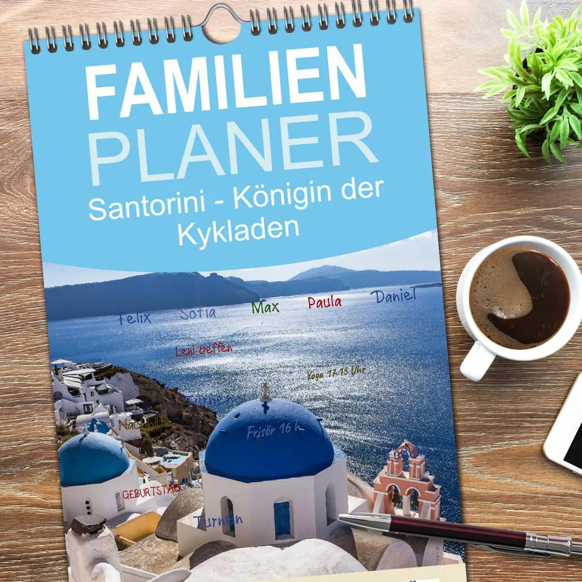 Bild: 9783516511215 | Familienplaner 2026 - Santorini - Königin der Kykladen mit 5...