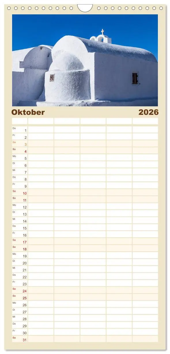 Bild: 9783516511215 | Familienplaner 2026 - Santorini - Königin der Kykladen mit 5...