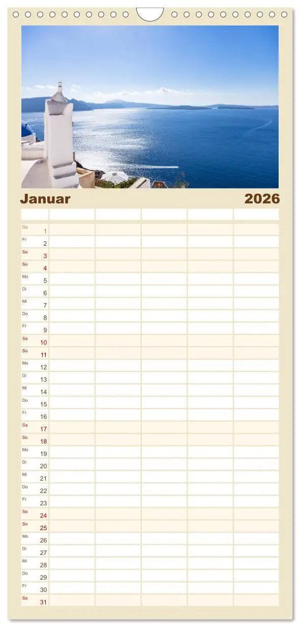 Bild: 9783516511215 | Familienplaner 2026 - Santorini - Königin der Kykladen mit 5...