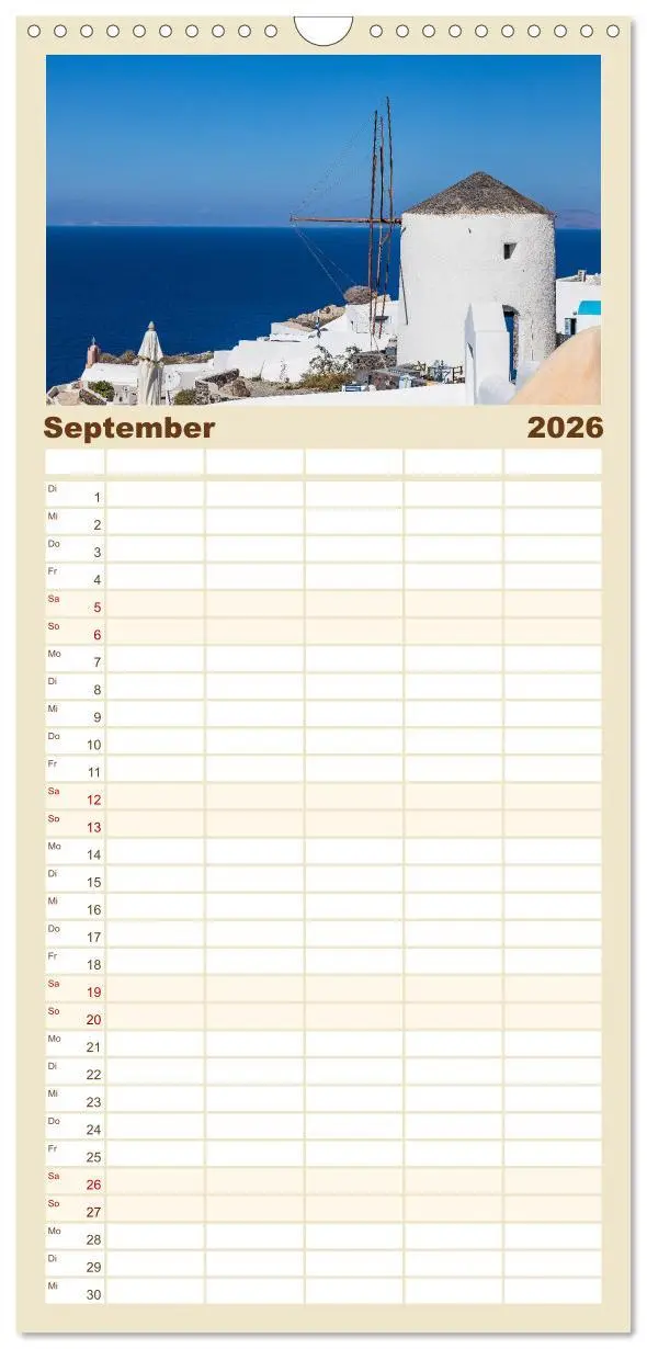 Bild: 9783516511215 | Familienplaner 2026 - Santorini - Königin der Kykladen mit 5...