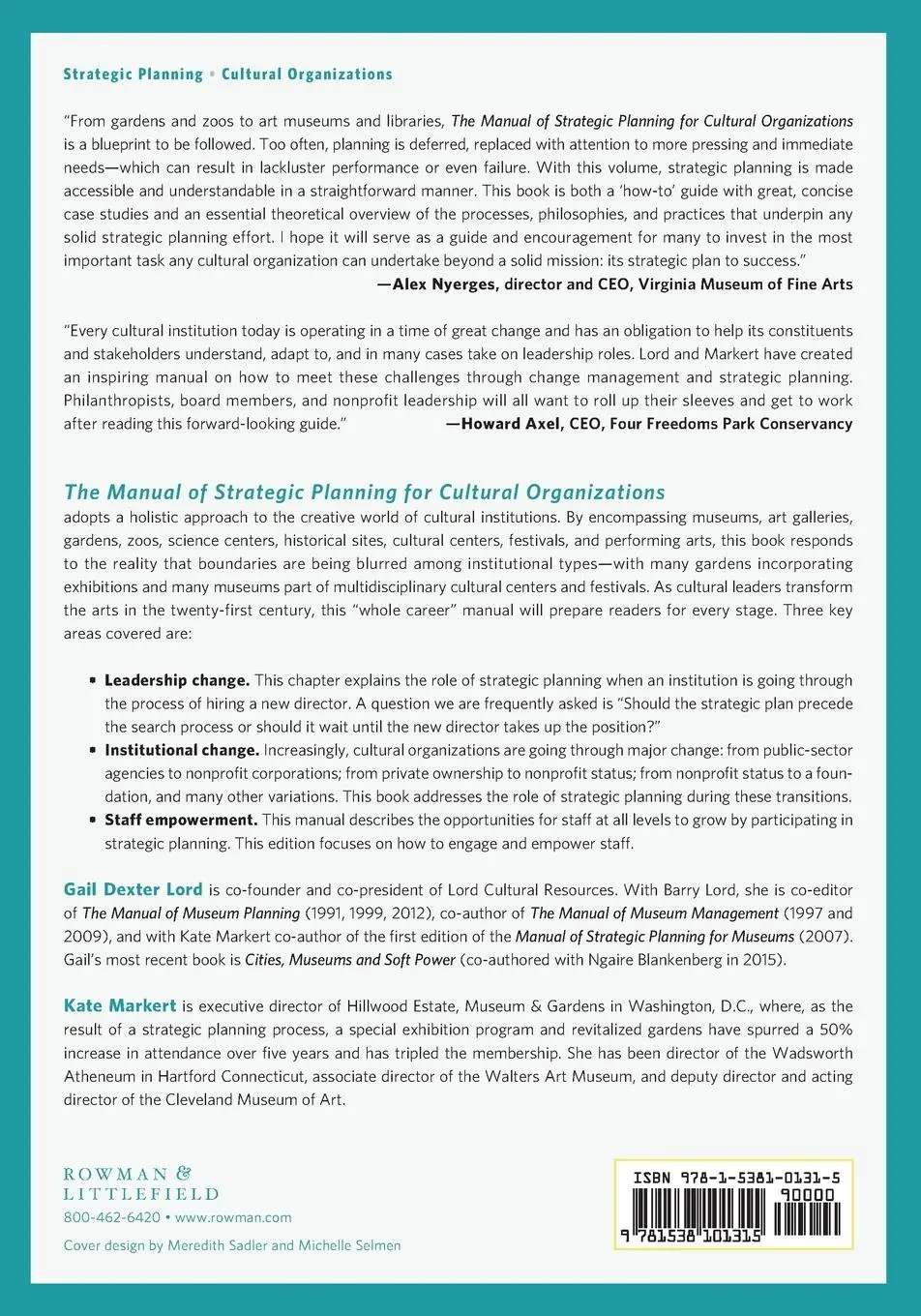 Rückseite: 9781538101315 | The Manual of Strategic Planning for Cultural Organizations | Buch