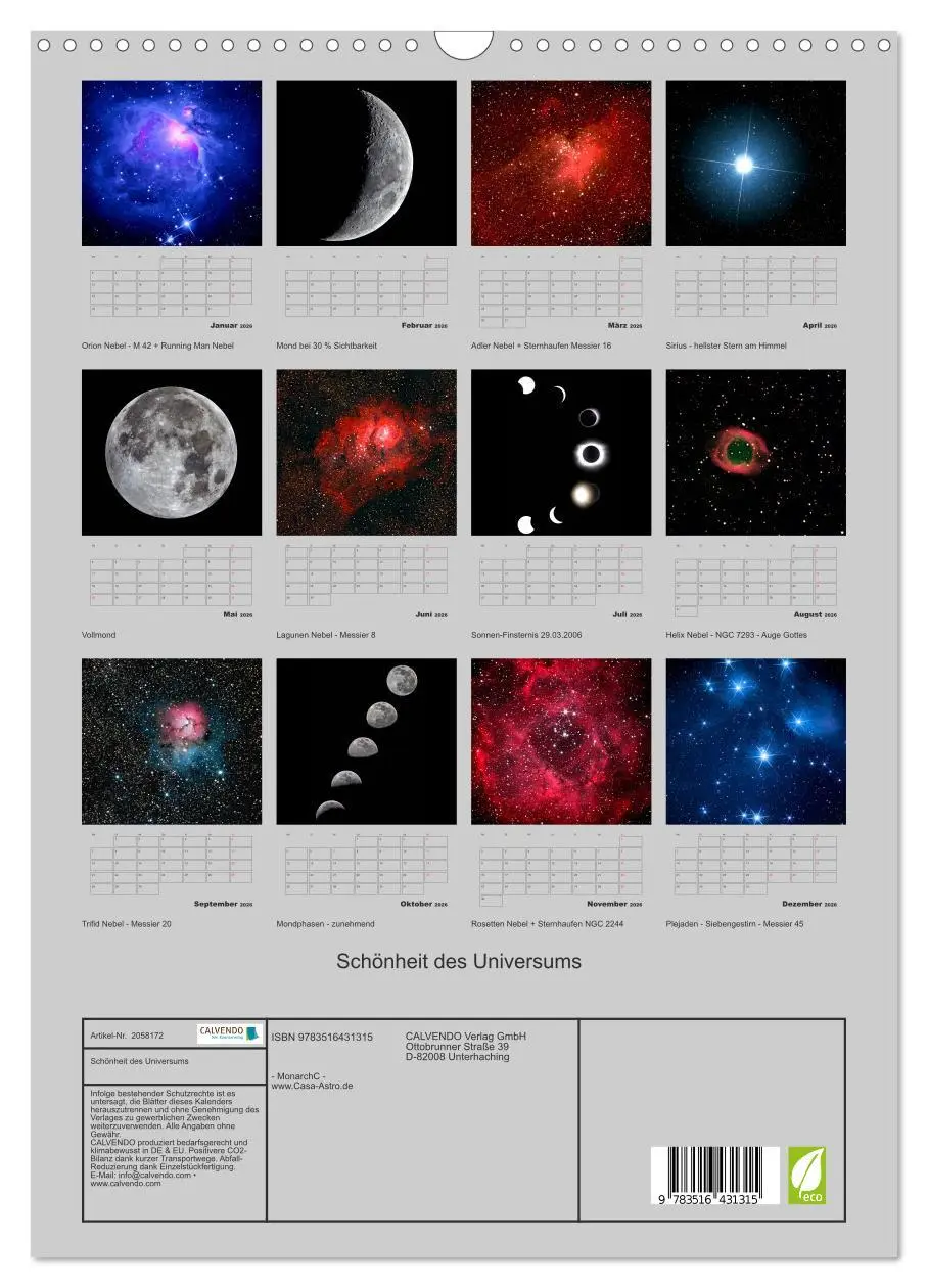 Bild: 9783516431315 | Schönheit des Universums (Wandkalender 2026 DIN A3 hoch), CALVENDO...
