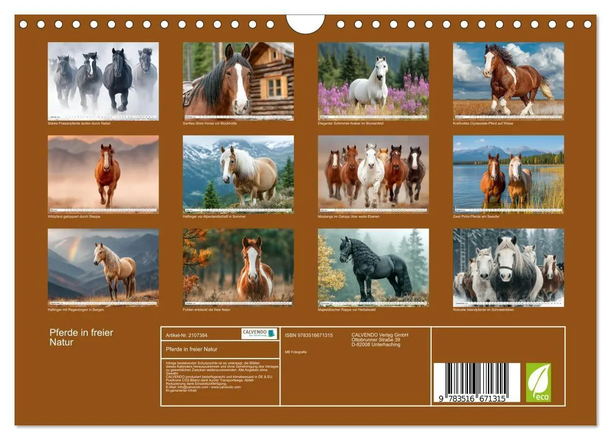 Bild: 9783516671315 | Pferde in freier Natur (Wandkalender 2026 DIN A4 quer), CALVENDO...