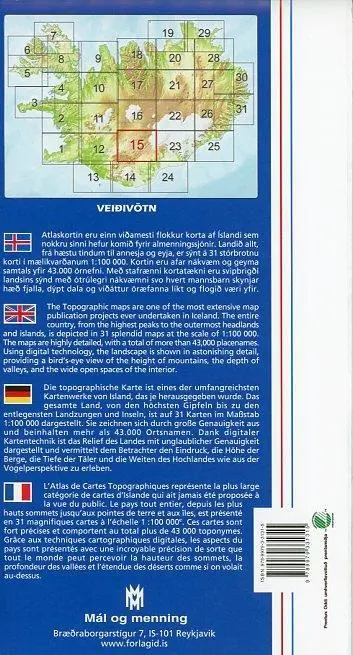 Bild: 9789979331315 | Island Atlaskort 15 Veidivötn 1:100.000 | (Land-)Karte | Deutsch