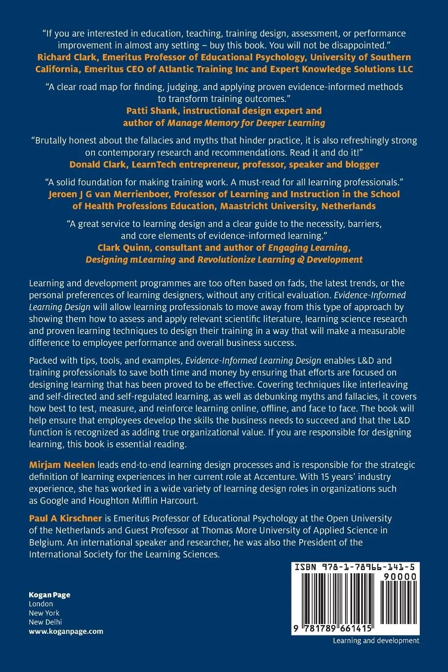 Rückseite: 9781789661415 | Evidence-Informed Learning Design | Mirjam Neelen (u. a.) | Buch