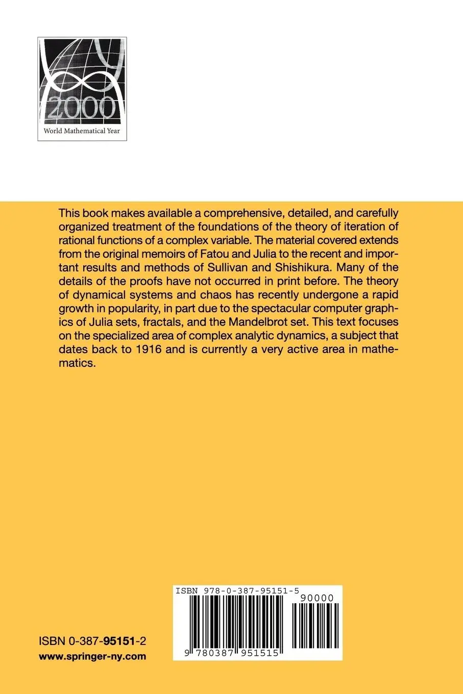 Rückseite: 9780387951515 | Iteration of Rational Functions | Complex Analytic Dynamical Systems Rückseite: 9780387951515 | Iteration of Rational Functions | Complex Analytic Dynamical Systems