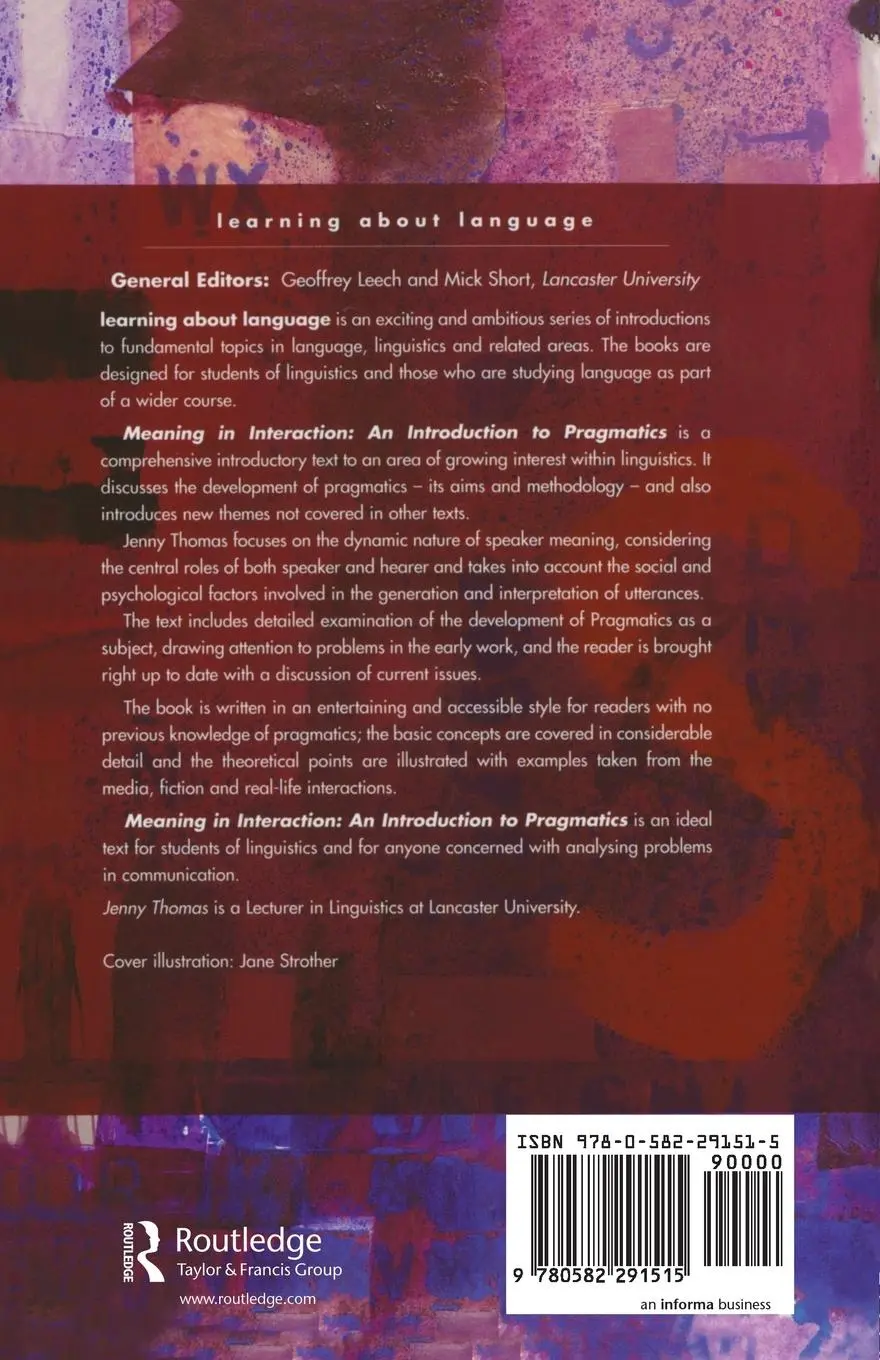 Rückseite: 9780582291515 | Meaning in Interaction | An Introduction to Pragmatics | Thomas | Buch
