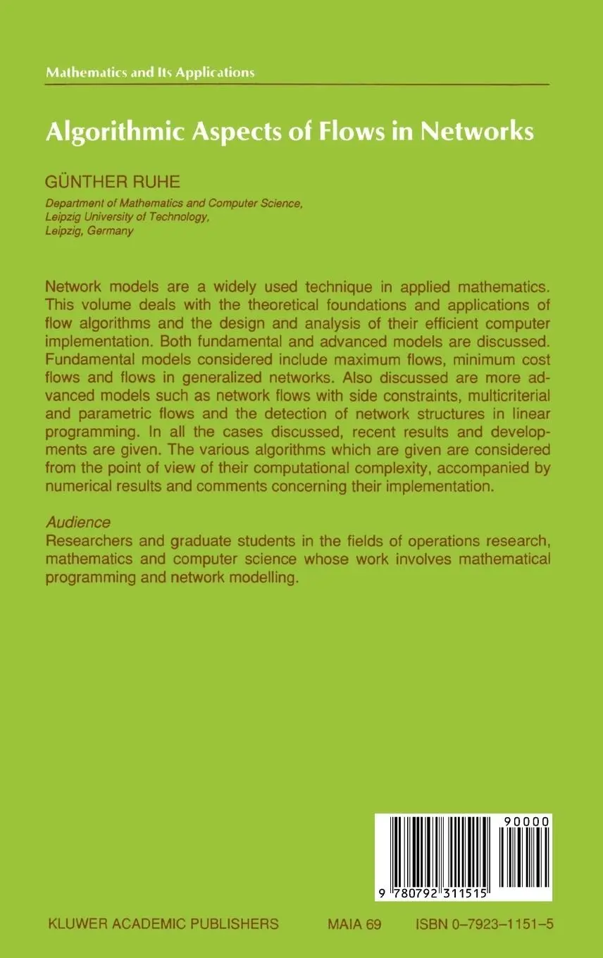 Rückseite: 9780792311515 | Algorithmic Aspects of Flows in Networks | Günther Ruhe | Buch | viii