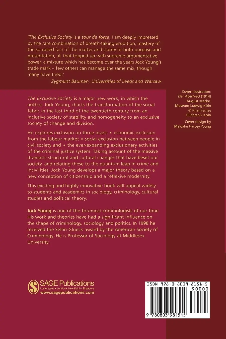 Rückseite: 9780803981515 | The Exclusive Society | Jock Young | Taschenbuch | Englisch | 1999