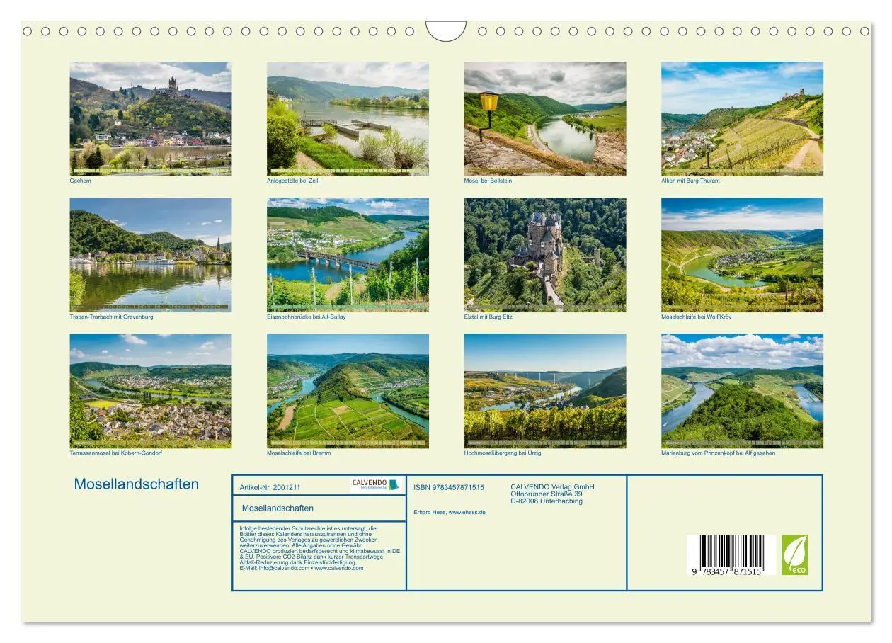 Bild: 9783457871515 | Mosellandschaften (Wandkalender 2026 DIN A3 quer), CALVENDO...