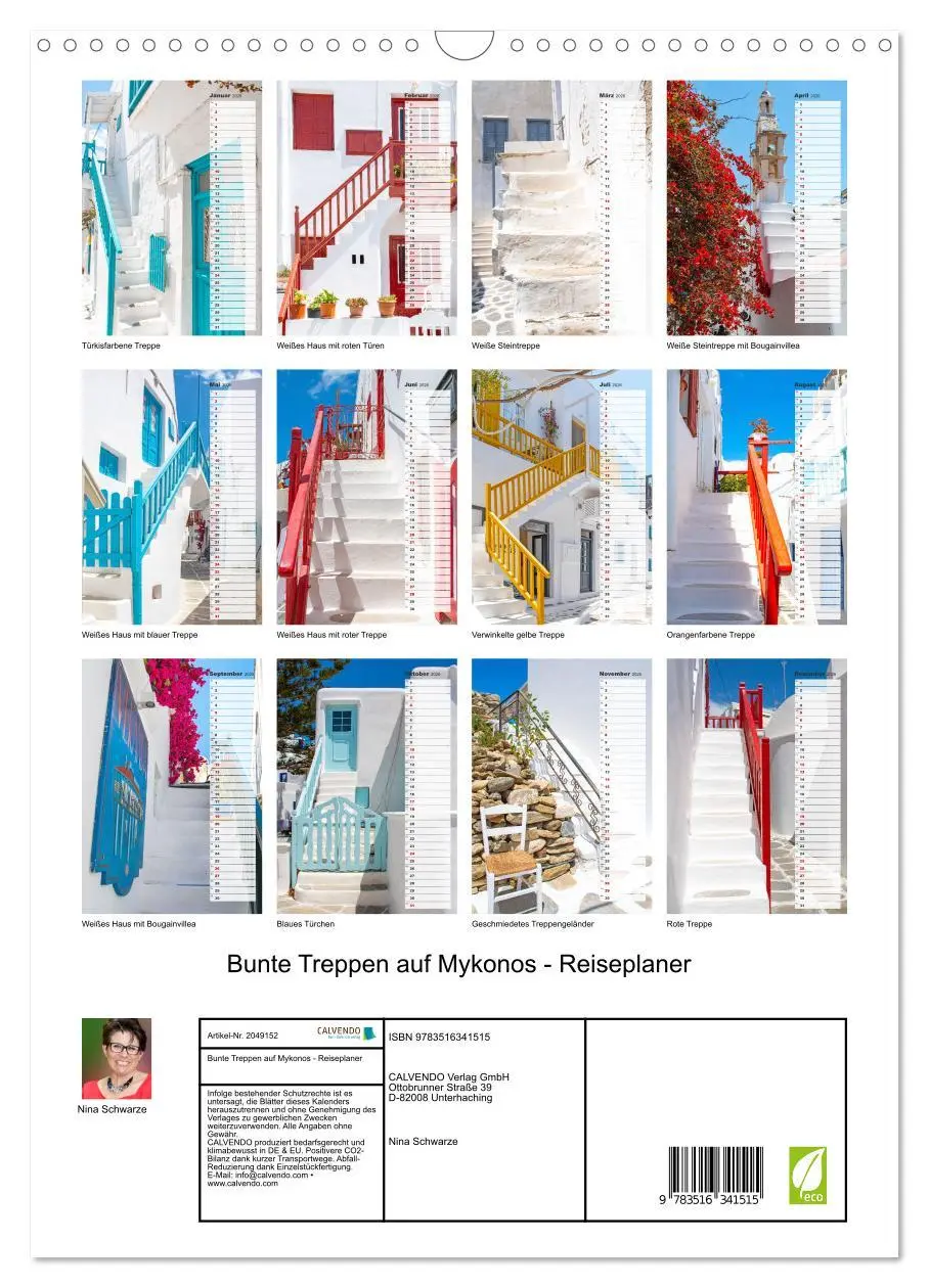 Bild: 9783516341515 | Bunte Treppen auf Mykonos - Reiseplaner (Wandkalender 2026 DIN A3...
