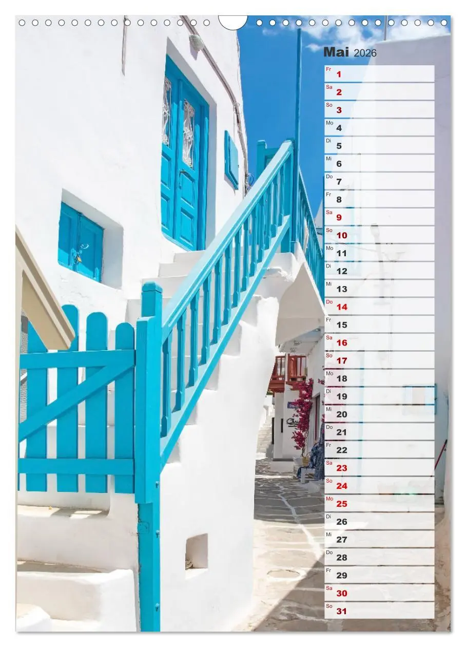 Bild: 9783516341515 | Bunte Treppen auf Mykonos - Reiseplaner (Wandkalender 2026 DIN A3...
