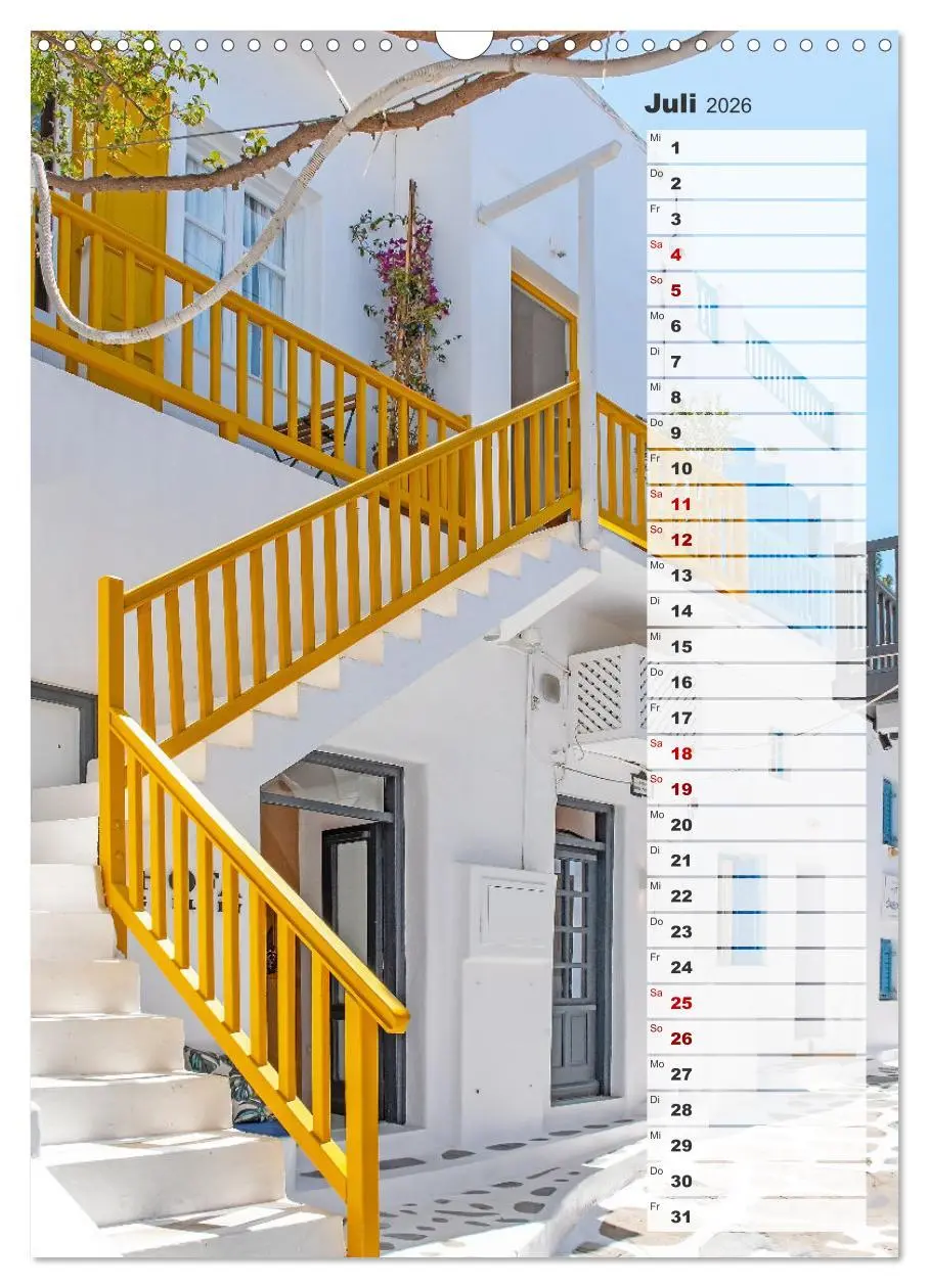 Bild: 9783516341515 | Bunte Treppen auf Mykonos - Reiseplaner (Wandkalender 2026 DIN A3...