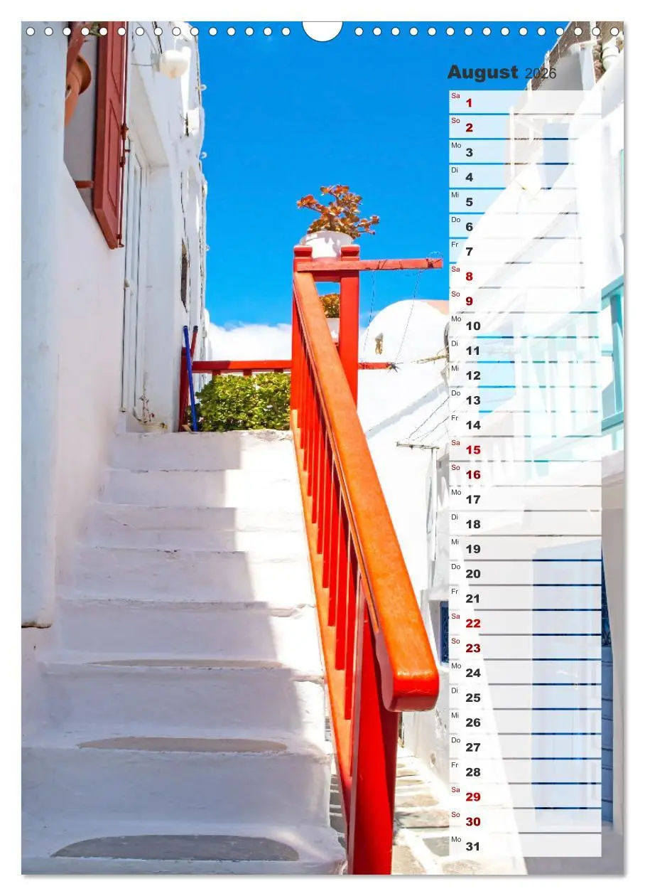 Bild: 9783516341515 | Bunte Treppen auf Mykonos - Reiseplaner (Wandkalender 2026 DIN A3...