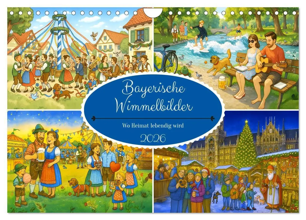 Cover: 9783516651515 | Bayrische Wimmelbilder - Wo Heimat lebendig wird (Wandkalender 2026...