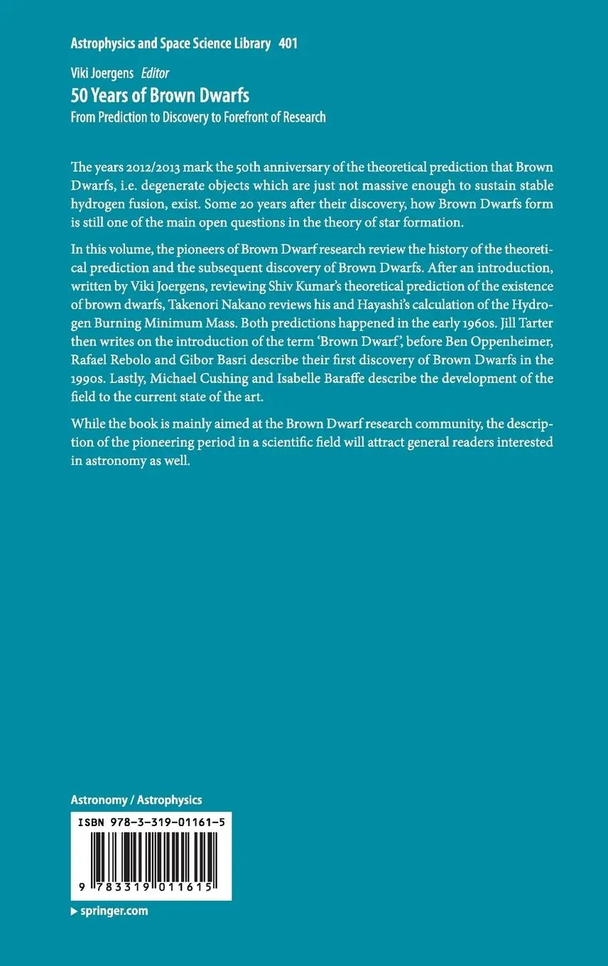 Rückseite: 9783319011615 | 50 Years of Brown Dwarfs | Viki Joergens | Buch | xi | Englisch | 2013