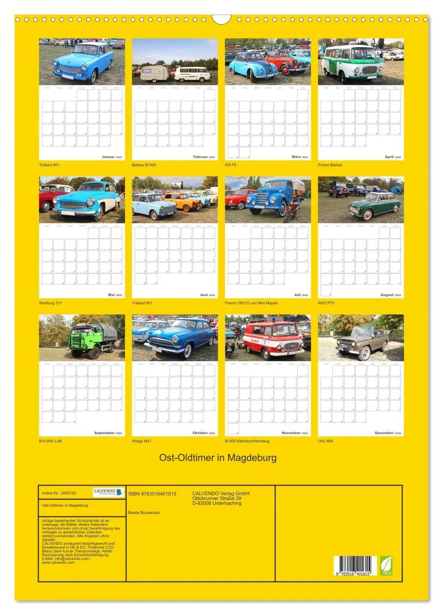 Bild: 9783516401615 | Ost-Oldtimer in Magdeburg (Wandkalender 2026 DIN A2 hoch), CALVENDO...