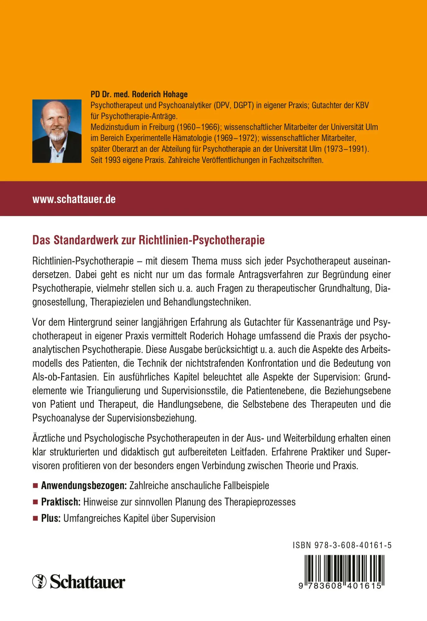 Rückseite: 9783608401615 | Analytisch orientierte Psychotherapie in der Praxis | Roderich Hohage