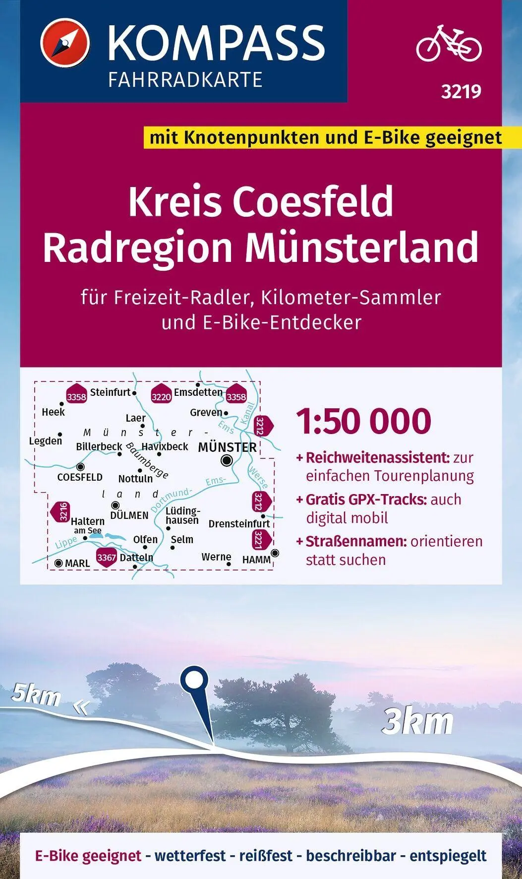 Cover: 9783991541615 | KOMPASS Fahrradkarte 3219 Kreis Coesfeld - Radregion Münsterland...