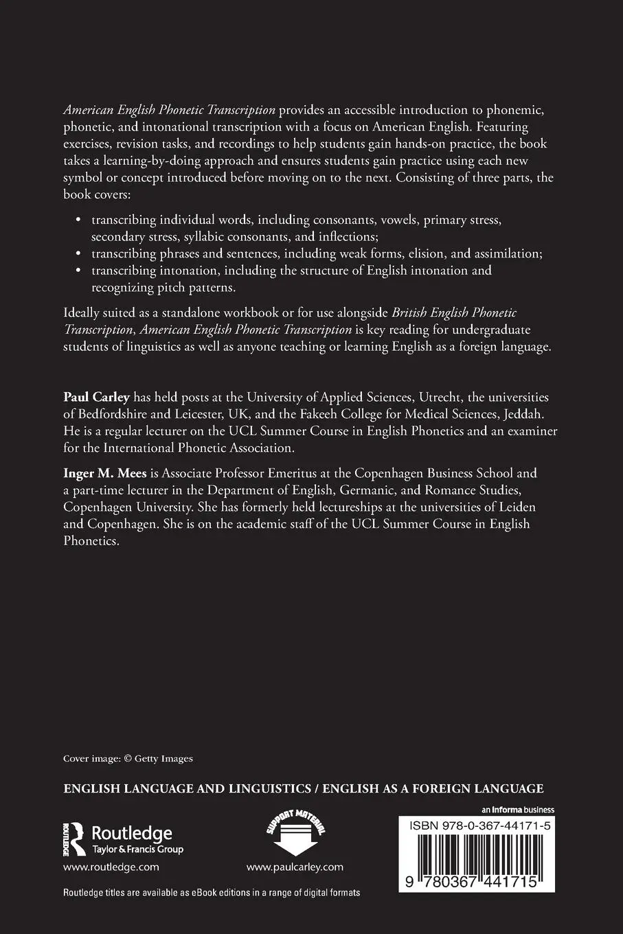 Rückseite: 9780367441715 | American English Phonetic Transcription | Paul Carley (u. a.) | Buch