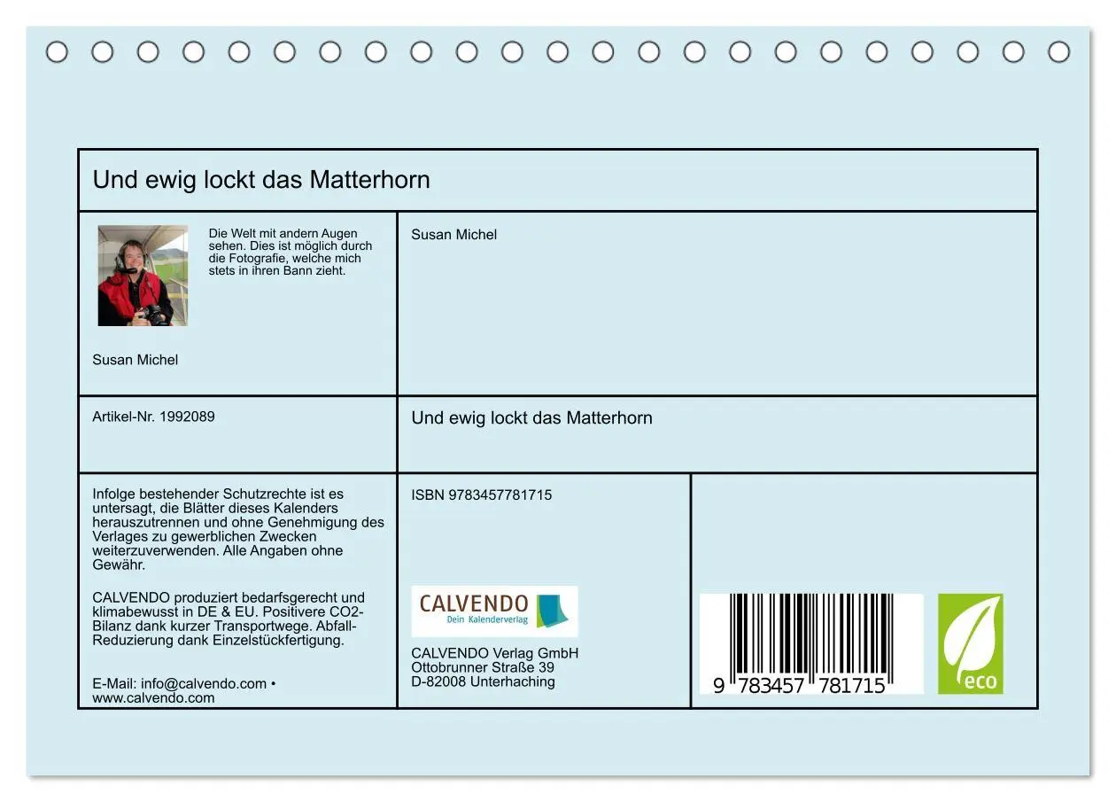 Bild: 9783457781715 | Und ewig lockt das Matterhorn (Tischkalender 2026 DIN A5 quer),...