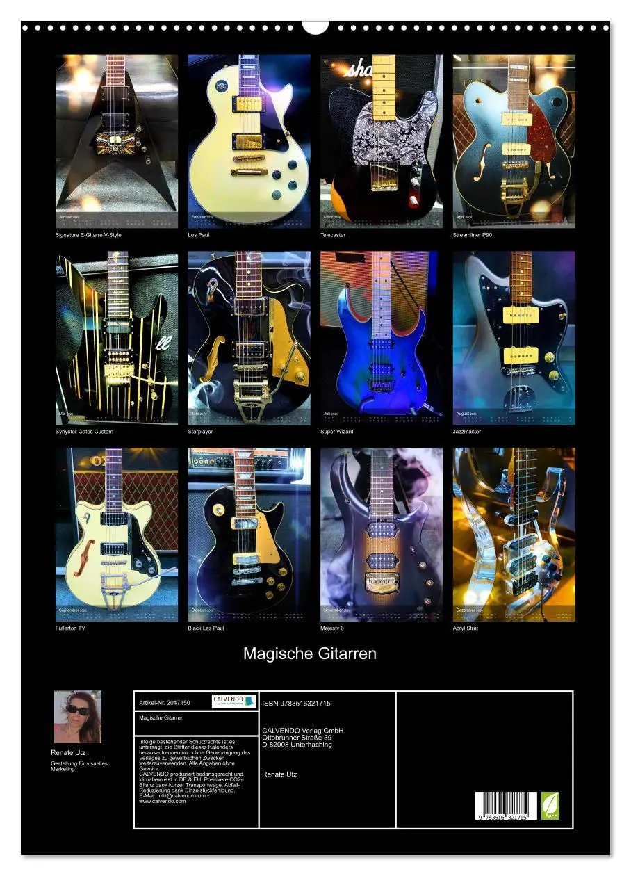 Bild: 9783516321715 | Magische Gitarren (Wandkalender 2026 DIN A2 hoch), CALVENDO...
