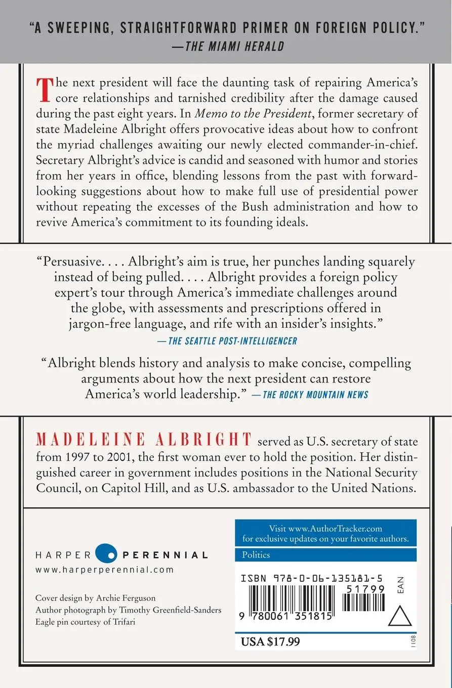 Rückseite: 9780061351815 | Memo to the President | Madeleine Albright | Taschenbuch | Englisch