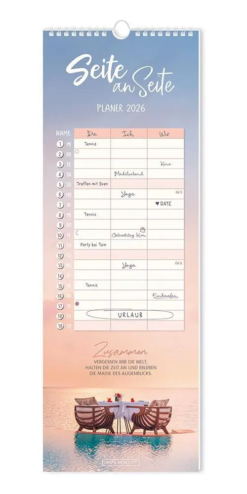 Cover: 9783986361815 | Paarplaner 2026 Seite an Seite | Paarplaner | Original | Kalender